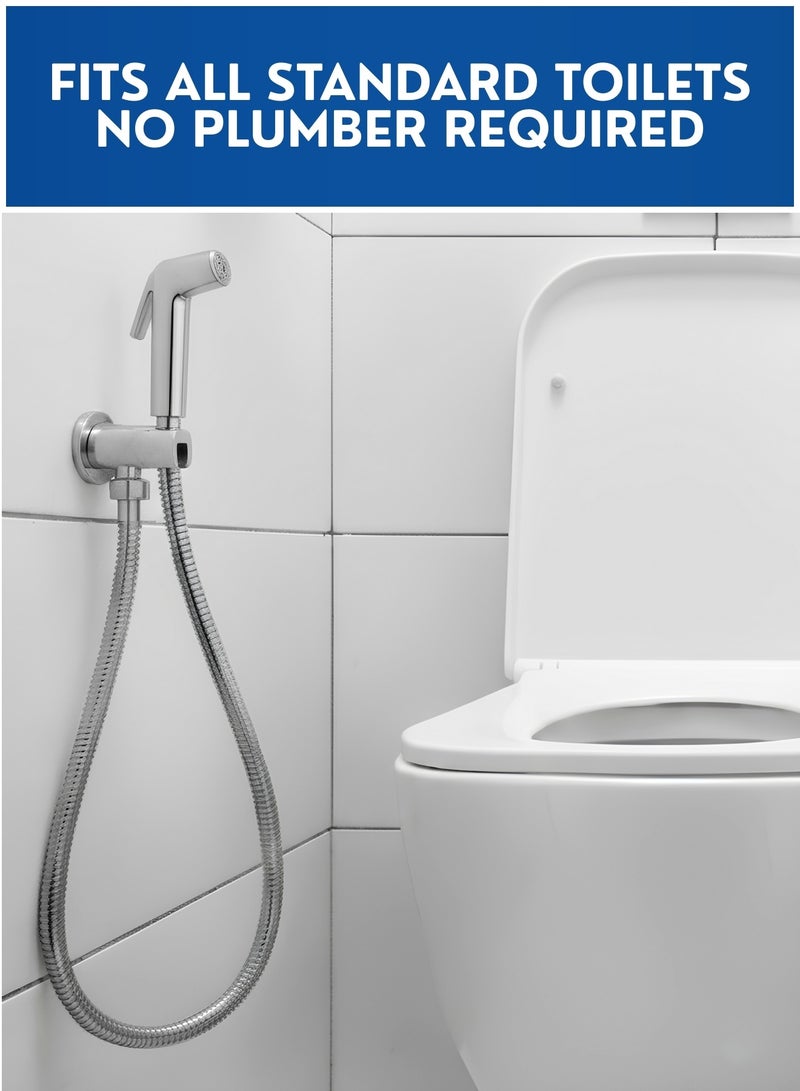 رشاش شطاف للمرحاض، شطاف يدوي من الستانلس ستيل (دش مسلم) مع تحكم في ضغط المياه، خرطوم مانع للتسرب مع حامل – طقم رشاش بيديه للحمام للنظافة الشخصية - Image 4